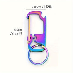 6 in 1 Carabiner Keychain Buckle Stainless Steel Multitool For Outdoor Camping