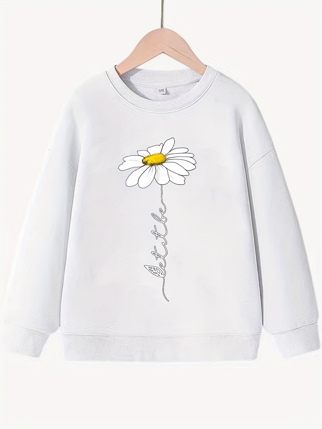 Daisy Flower Pattern Sweatshirt for Girls Long Sleeve Pullover Kids Clothing