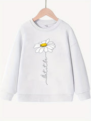 Daisy Flower Pattern Sweatshirt for Girls Long Sleeve Pullover Kids Clothing