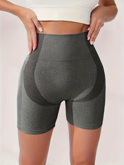 High Waist Yoga Shorts Slim Fit High Stretch Seamless Sports Shorts