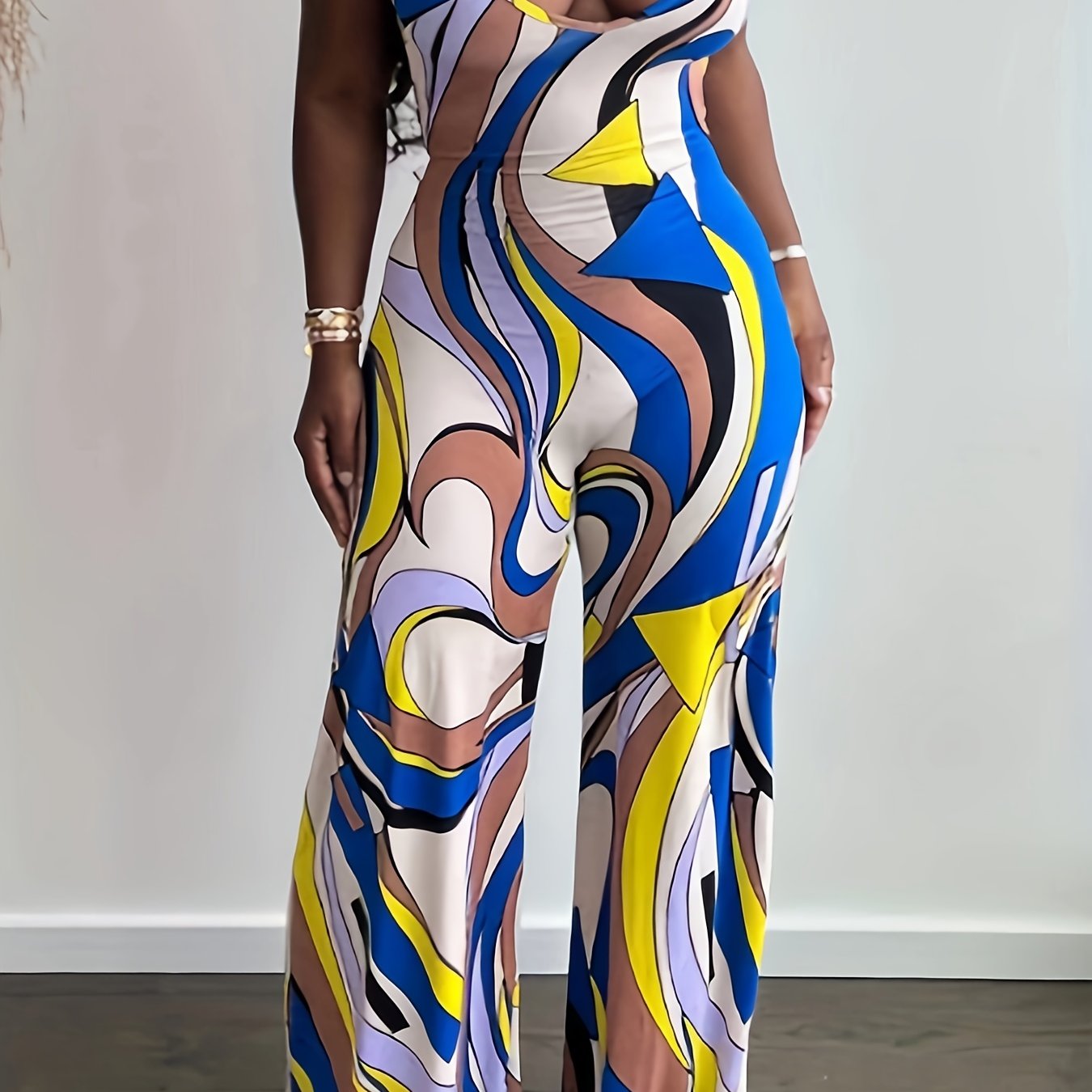Colorblock Print Cami Jumpsuit
