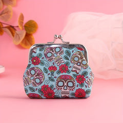 Skull Flower Coin Purse Buckle Wallet Vintage Design