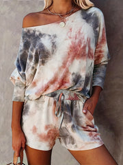 Tie Dye Long Sleeve Top & Shorts Set