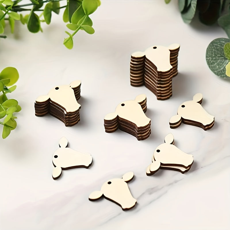 10pcs Cow Head Wooden Blanks Hanging Sign 3" Wide