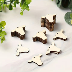 10pcs Cow Head Wooden Blanks Hanging Sign 3" Wide