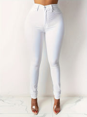 Button Fly Straight Leg High Stretch Slim Fit Jeans