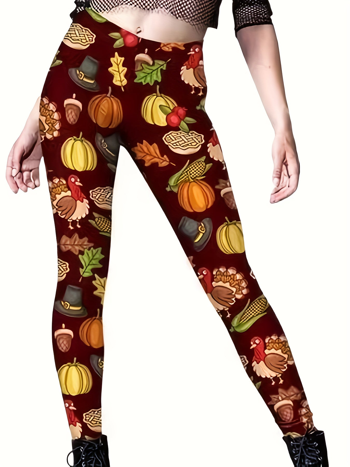 Pumpkin & Chicken Yoga Pants High Stretch Halloween Sporty Trousers