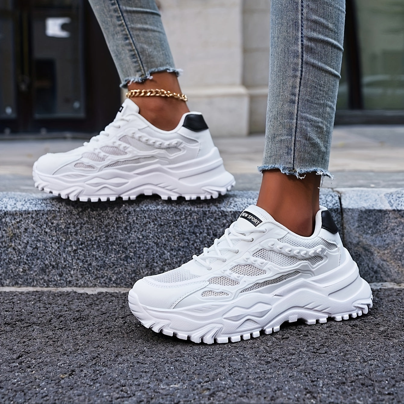 Thick Sole Shock Absorption Dad Shoes Lightweight Breathable Sneakers