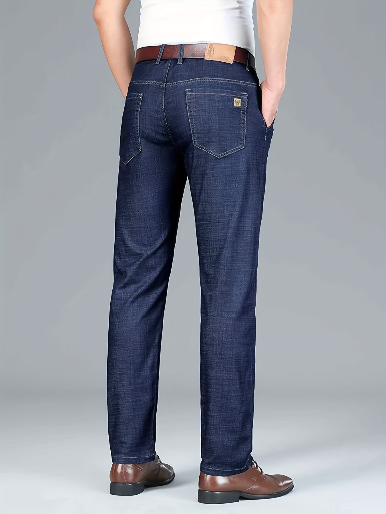 Men's Business Casual Stretch Denim Pants with Pockets
