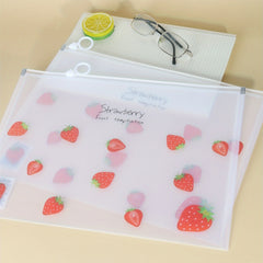Strawberry Patterned Clear Document Bag