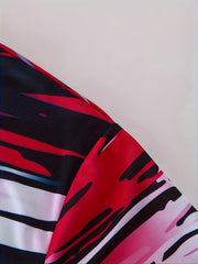 Men's Stripe Print Crew Neck Short Sleeve Soccer Club Uniform Shirt