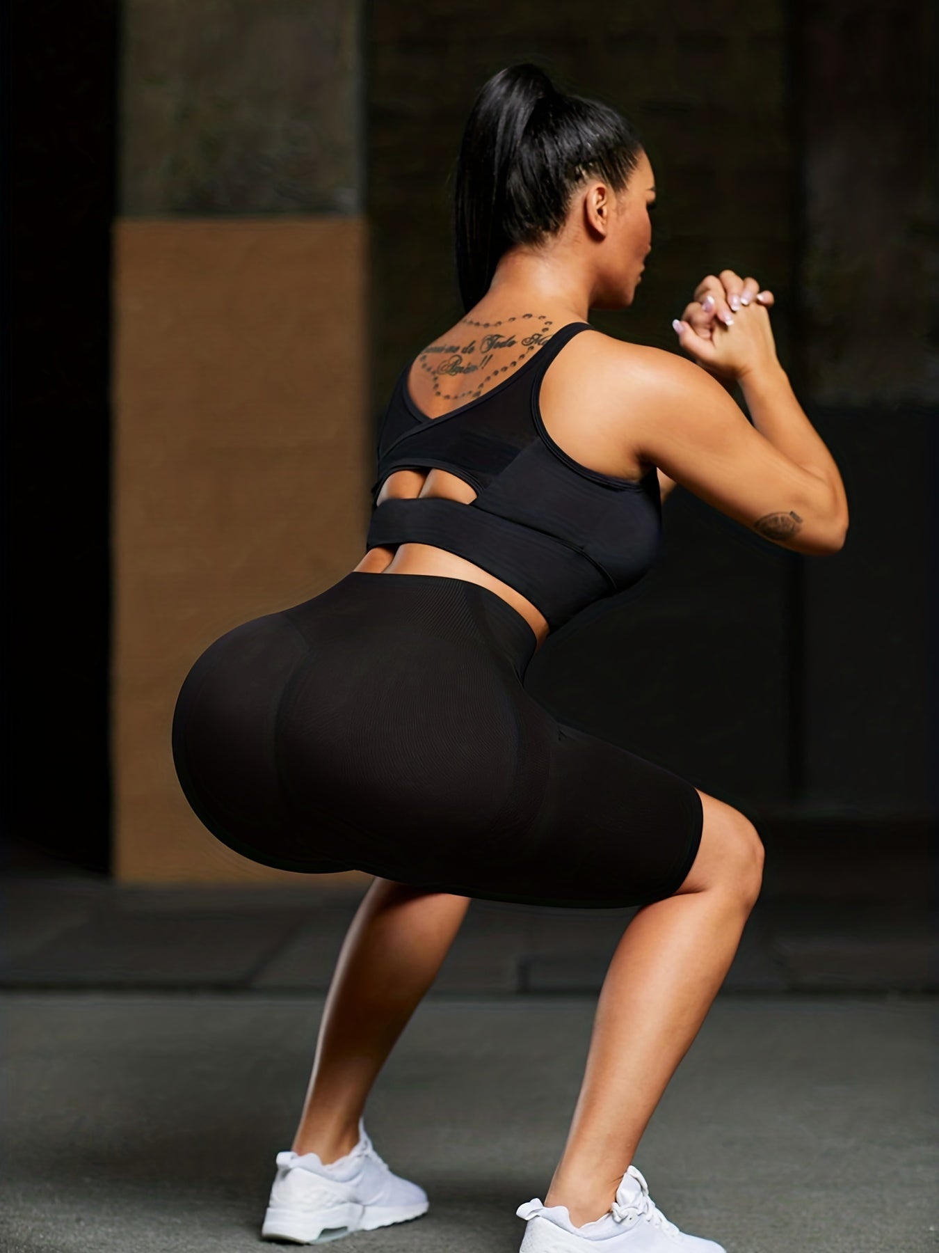 High Waist Butt Lifting Yoga Shorts Stripe Fitness Sports Activewear