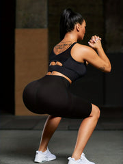 High Waist Butt Lifting Yoga Shorts Stripe Fitness Sports Activewear