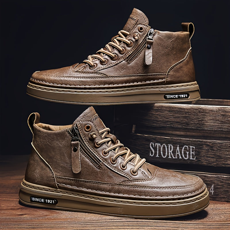 Men's Zipper Boots Retro Style Comfortable