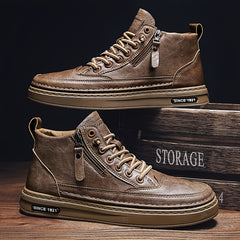 Men's Zipper Boots Retro Style Comfortable