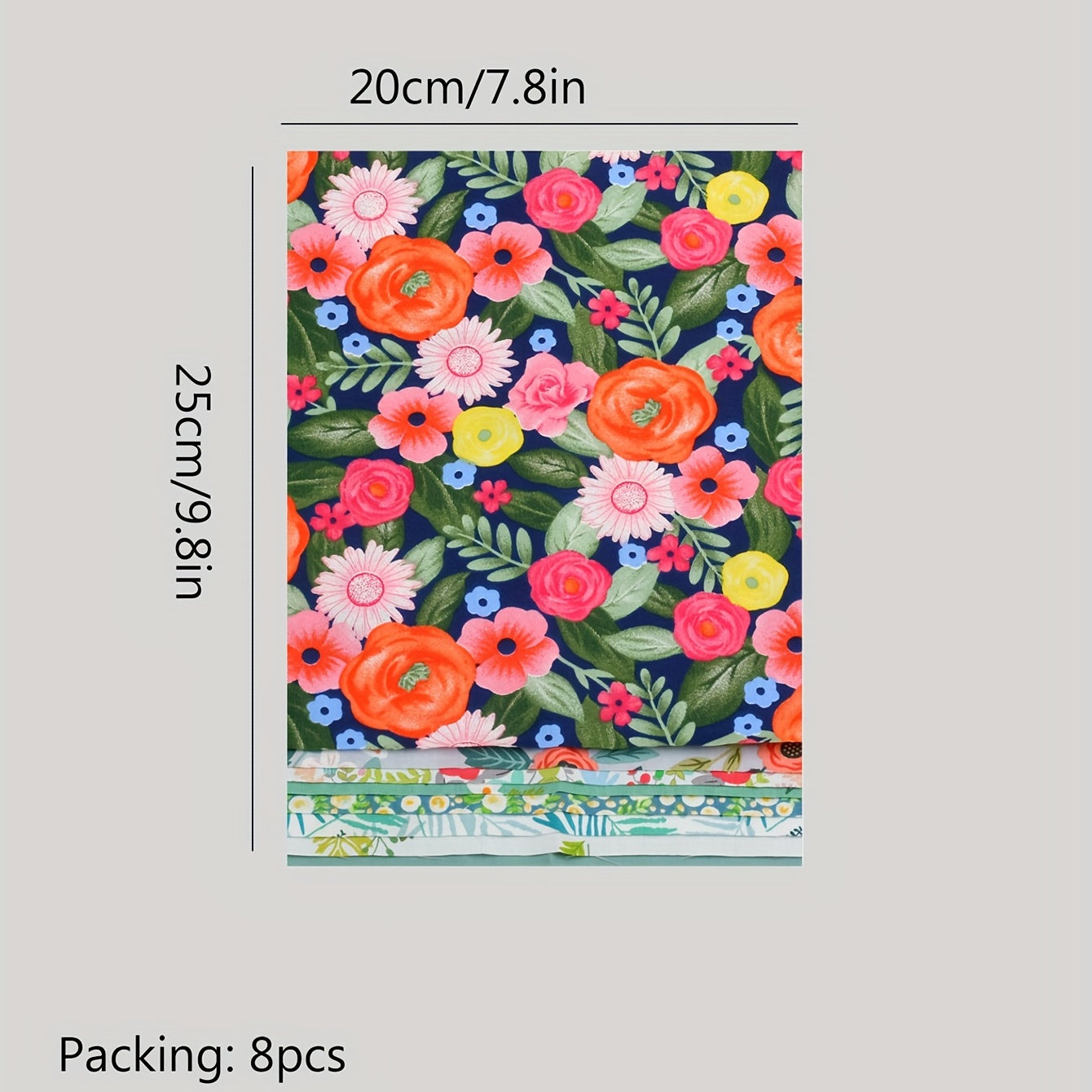 8pcs Fabric Printed Cloth Sewing Quilting Fabric DIY Patchwork