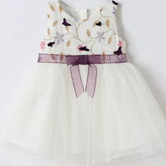 Girls Sleeveless Embroidered Bow Tulle Tutu Princess Dress