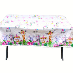 Jungle Safari Animals 2nd Birthday Tablecloth Giraffe Print Tablecover