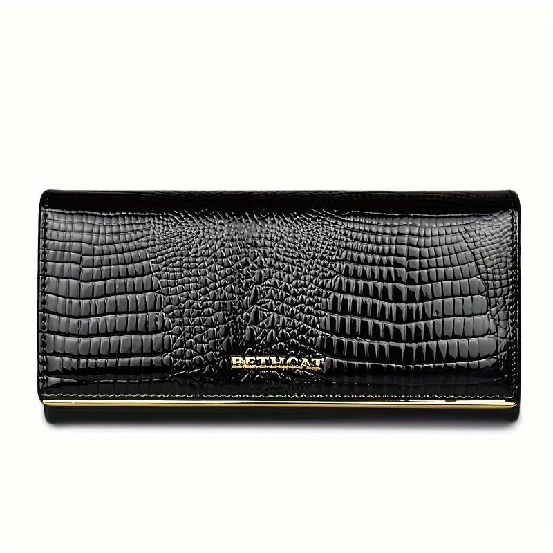 Women's Crocodile Pattern Cowhide Clutch Wallet Coin Purse