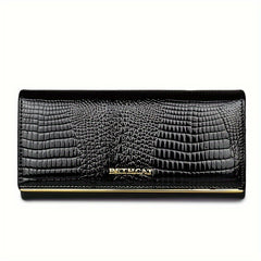 Women's Crocodile Pattern Cowhide Clutch Wallet Coin Purse