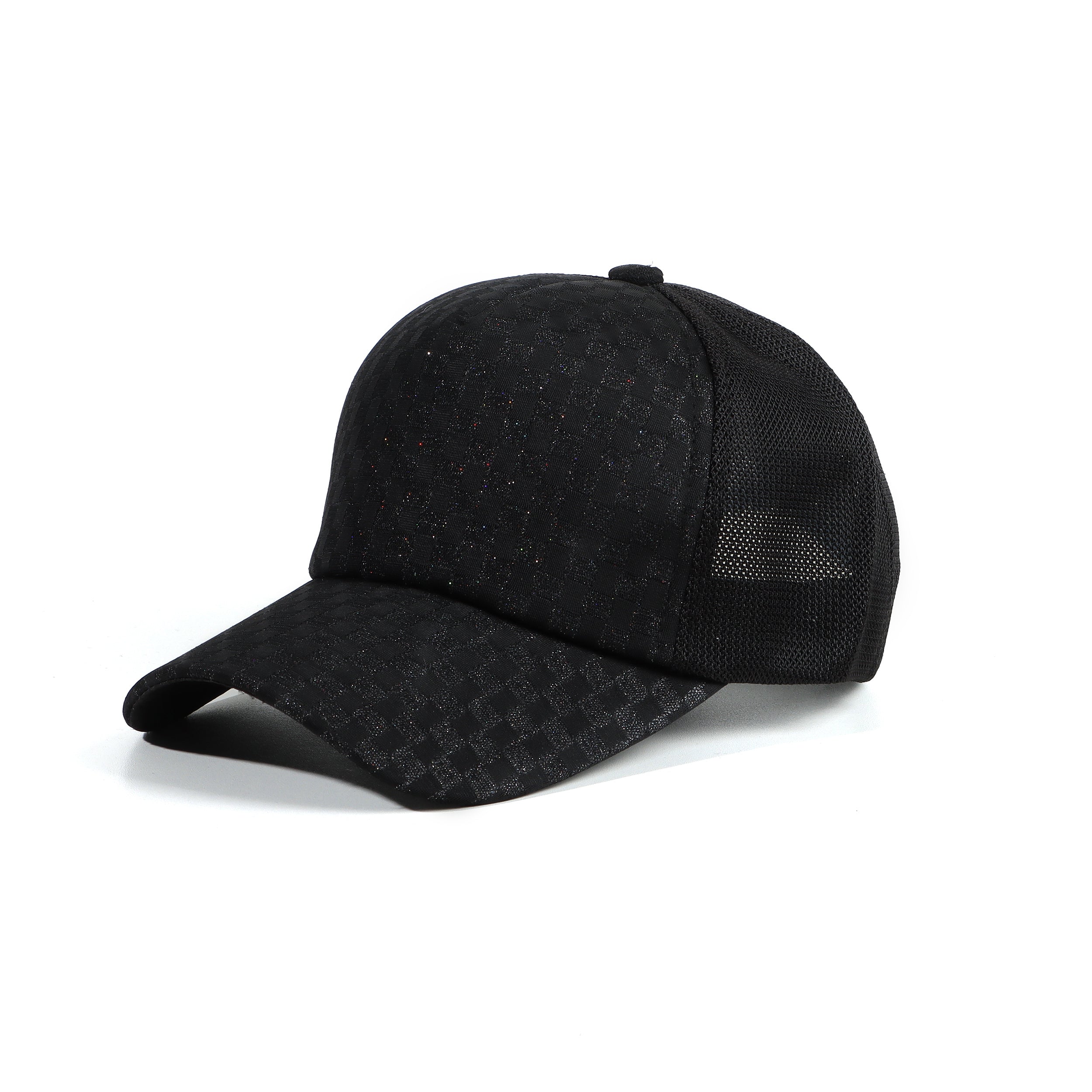 Solid Mesh Baseball Cap Embossed Trucker Hat Sunscreen Adjustable