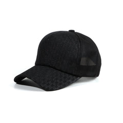 Solid Mesh Baseball Cap Embossed Trucker Hat Sunscreen Adjustable