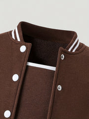 2pcs Girls Splicing Button Front Long Sleeve Jacket Solid Bodycon Dress