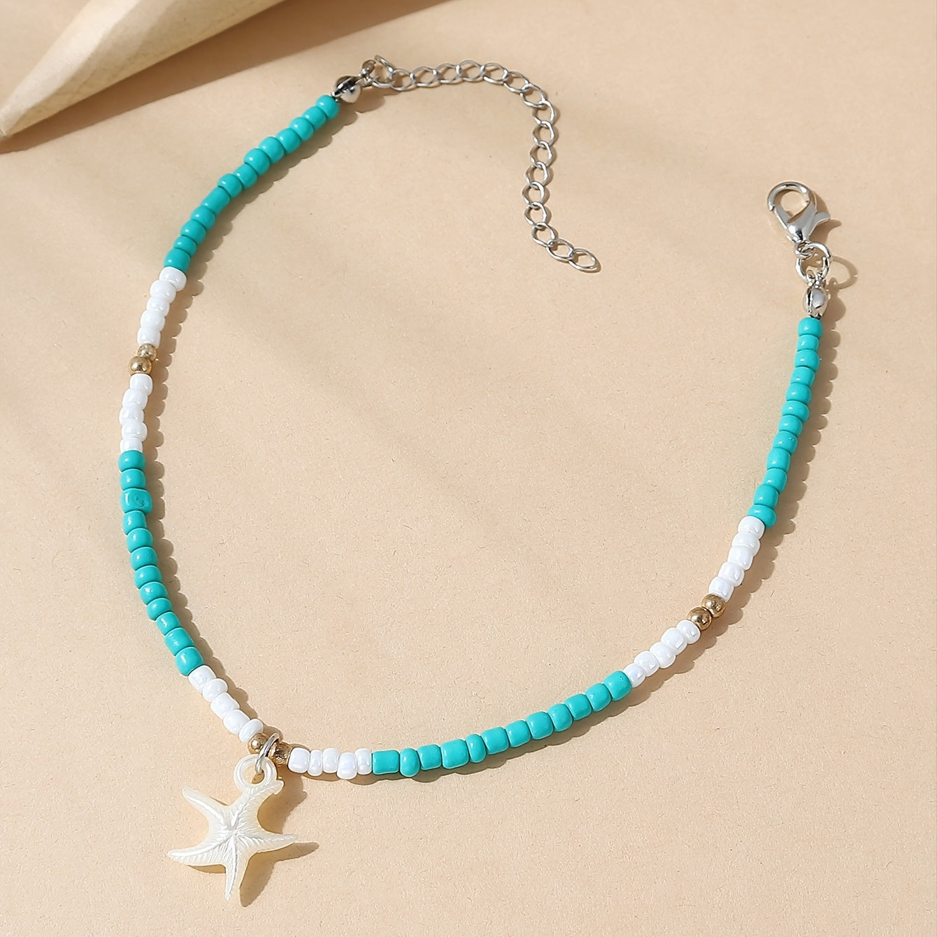 Y2K Style Rice Bead Starfish Anklet for Women