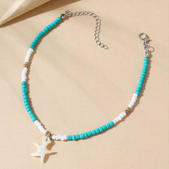 Y2K Style Rice Bead Starfish Anklet for Women