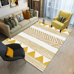 Geometric Area Rug TPR Backing Low Pile Carpet Washable
