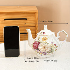 European Style Ceramic Teapot Floral Coffee Water Porcelain Gift
