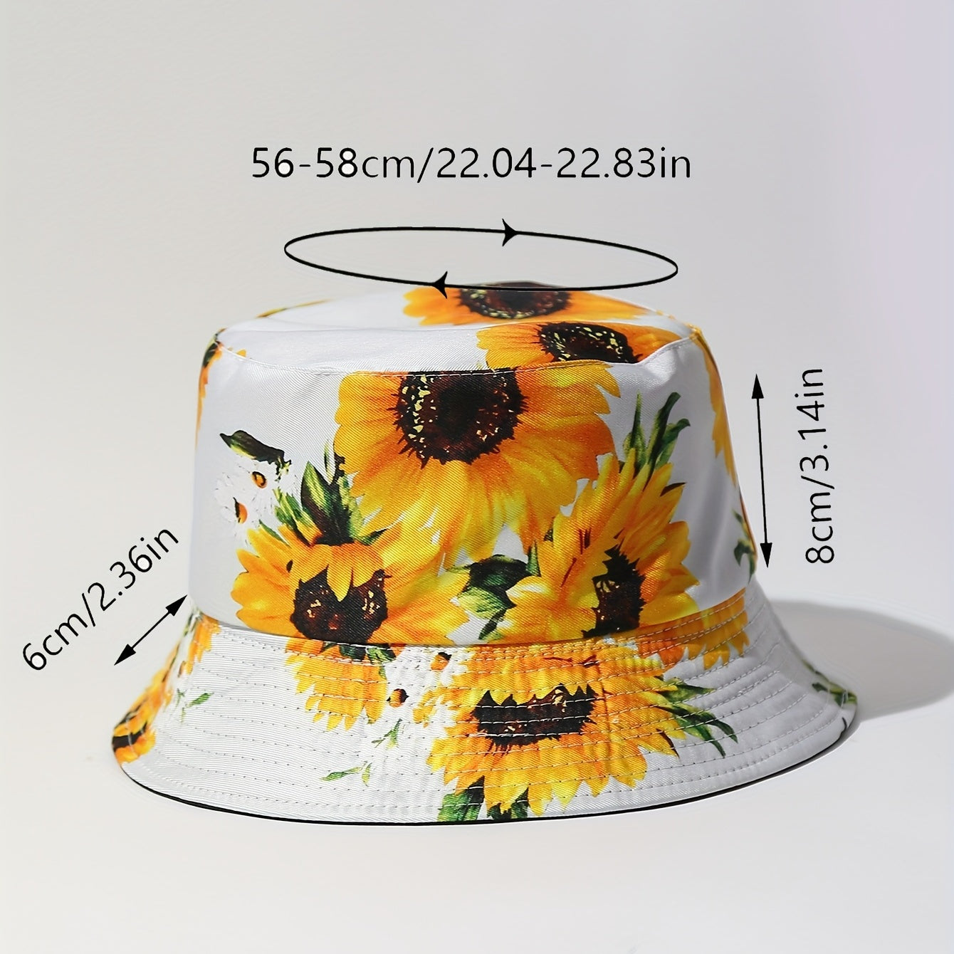 Sunflower Printed Bucket Hat Lightweight Sunscreen Fisherman Cap