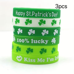 6pcs St Patrick's Silicone Bracelet Lucky Rubber Wristband