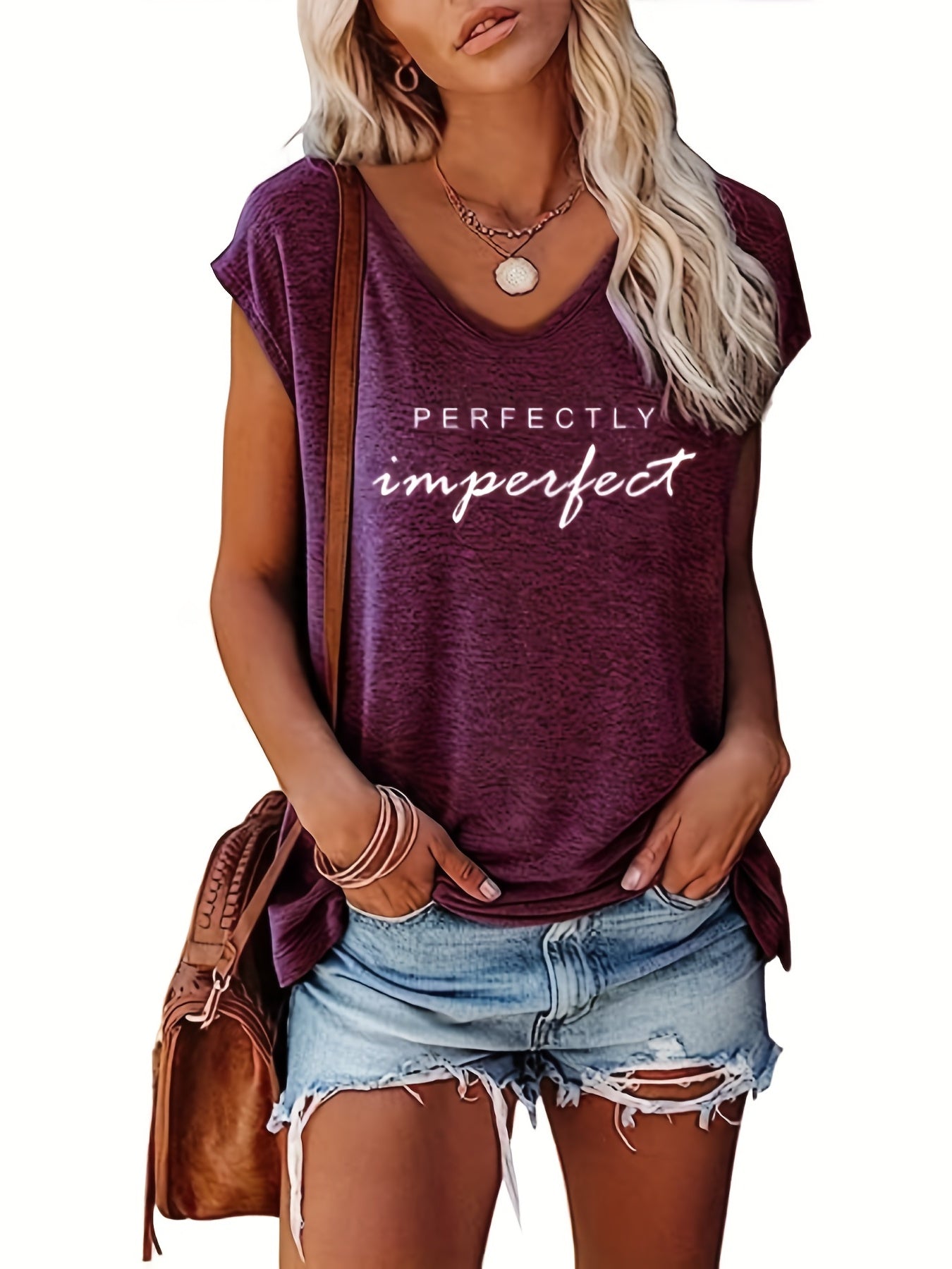 V Neck Cap Sleeve Tank Top for Women