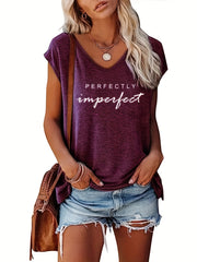 V Neck Cap Sleeve Tank Top for Women