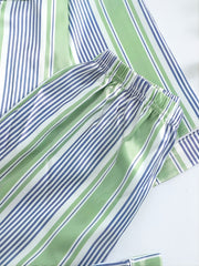 Boys' Striped Pajama Set, Long Sleeve Button Down Top & Pants