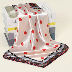 Polka Dot Print Square Scarf Woman Neckerchief Satin Shawl Head Wraps