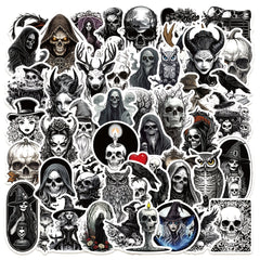 50 Retro Skull Stickers for Phones Luggage Skateboards Halloween