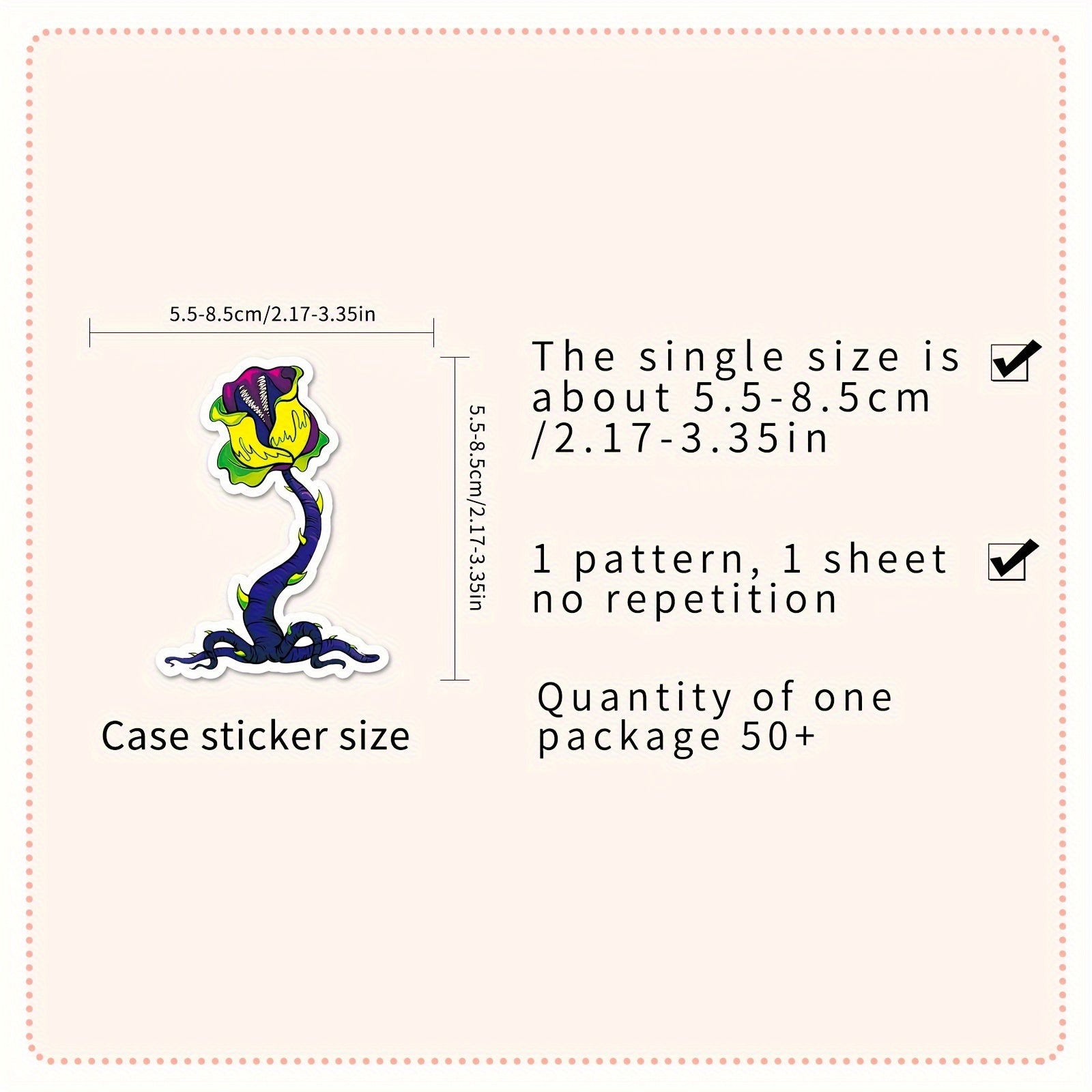 50 Sheets Insect Catching Plant Cartoon Waterproof Stickers