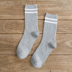 3 Pairs Girls Striped Sports Socks - Comfy Crew Socks for Kids