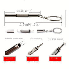 Stainless Steel Eyeglass Repair Screwdriver Keychain Tool Kit