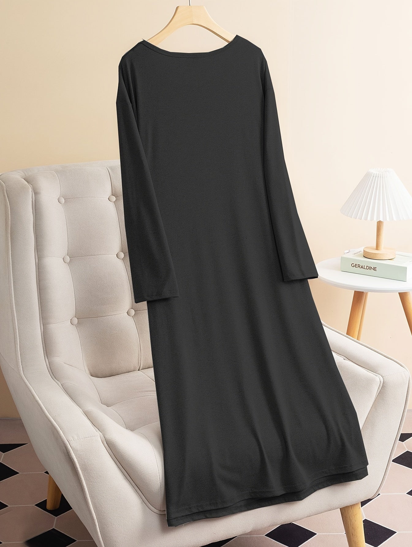Lounge Dress Women's Plus Cross Letter Print Long Sleeve