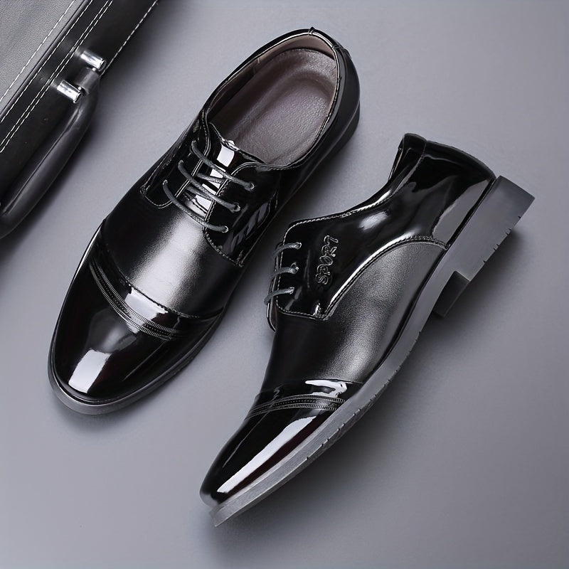 Men's Non Slip Round Toe Lace Up Dress Shoes for Wedding Party Business