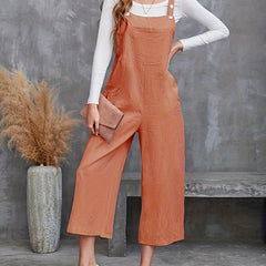 Wide Leg Casual Overall Jumpsuit with Pockets