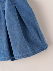 Girls Pleated Denim Shorts Summer Clothes
