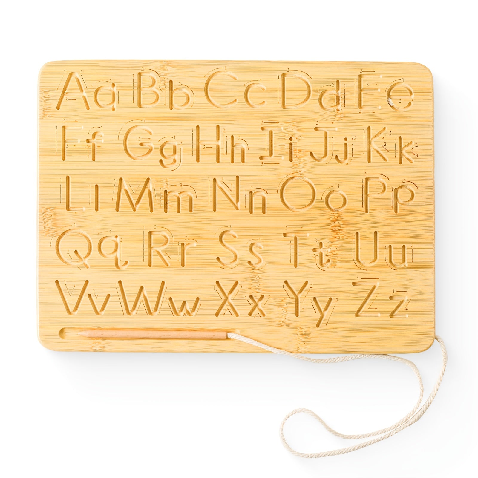 Wooden Alphabet & Number Board for Kids Learning - Grooved Letters and Numbers
