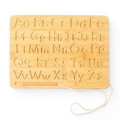 Wooden Alphabet & Number Board for Kids Learning - Grooved Letters and Numbers