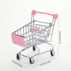 Mini Shopping Cart Decor Small Cosmetic Storage Supermarket Handcart Mini Cart