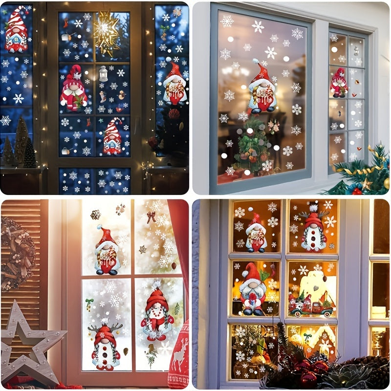 Christmas Window Clings Gnome Snowflake Stickers for Glass Windows