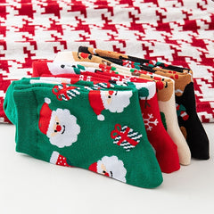 4 Pairs Cartoon Christmas Print Socks Women's Stockings